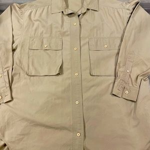 Christie Brinkley Tan Button down shirt